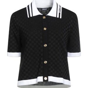 Versace Black & White Short Sleeve Button Cardigan 8 US